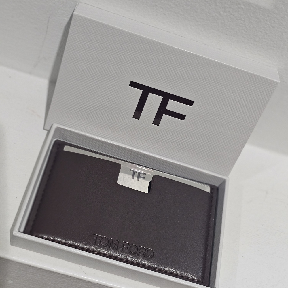 TOM FORD BROWN LEATHER CARD HOLDER AND MIRROR - Picture 4 of 7